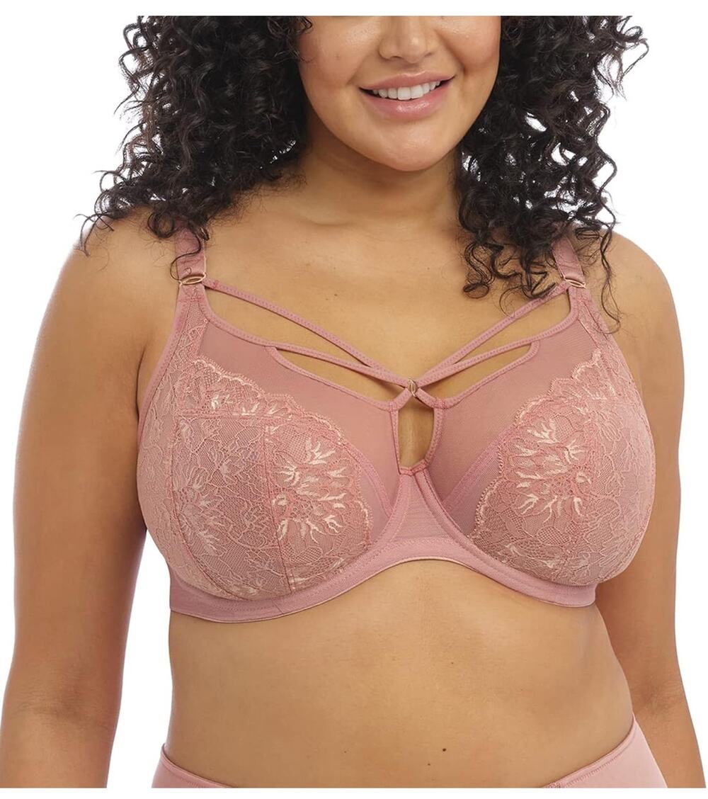 NWT Elomi Women's Brianna Underwire Strappy Plunge Bra Ash Rose 32JJ